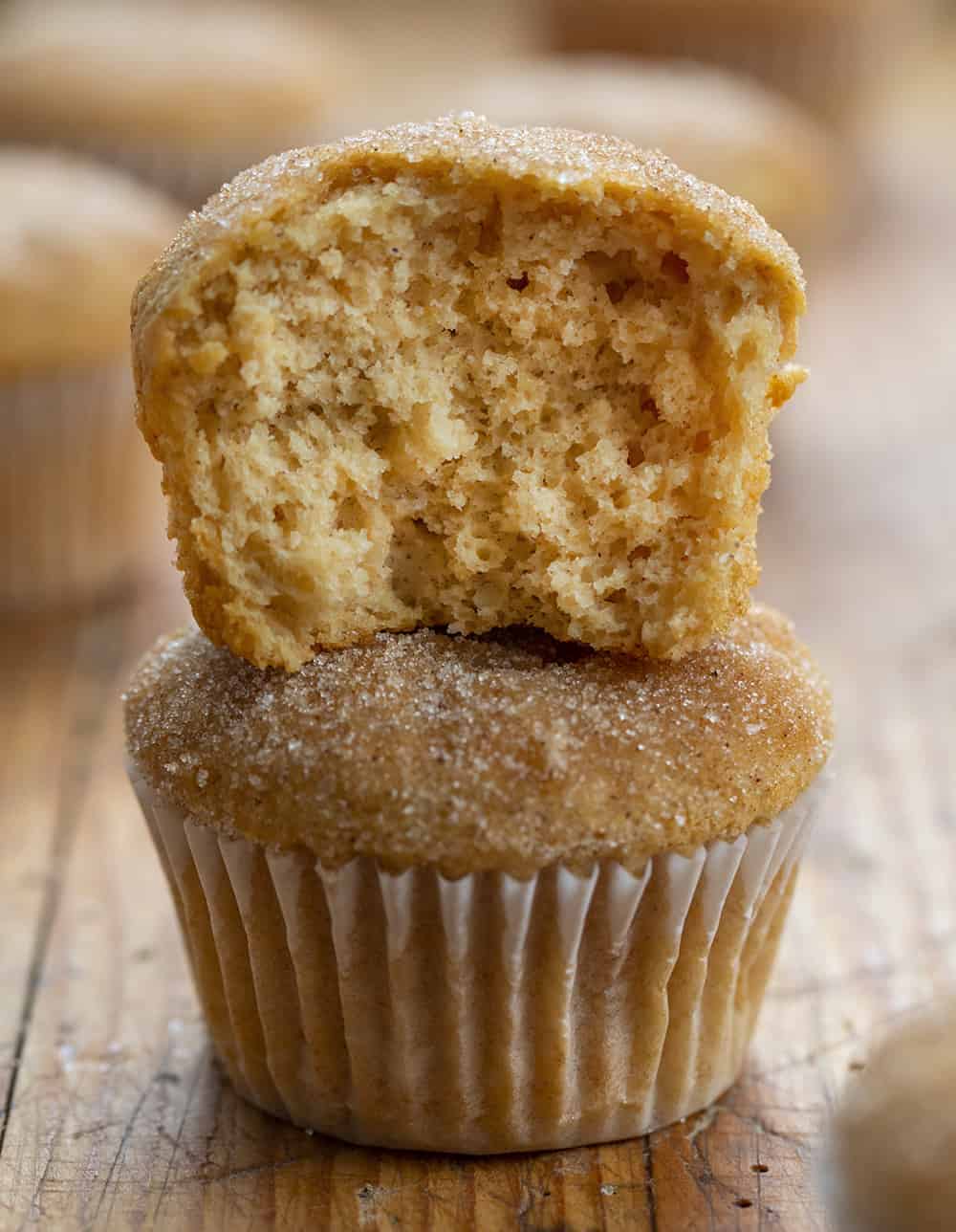 Apple Cider Muffins are full of apple flavor with apple pie spice and apple cider and are the perfect treat to have with a cup of coffee, as a dessert, or even to just satisfy your sweet tooth! apple cider muffins, apple cider, apple pie spice, apple desserts, baking, apple muffins recipe, iambaker, i am baker, baking Stacked Apple Cider Muffins